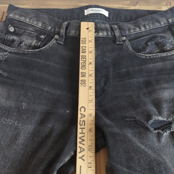 Moussy Vintage Women’s Faded Black Distressed Mid Rise Jeans - Picture 7 of 12